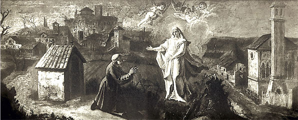 LApparizione della Vergine, attribuita alla scuola del Tiepolo (1696-1770).