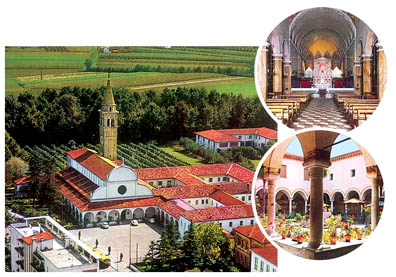 Visione dallalto, dellinterno e del chiostro della Basilica della Madonna dei Miracoli, eretta nel XVI secolo. 